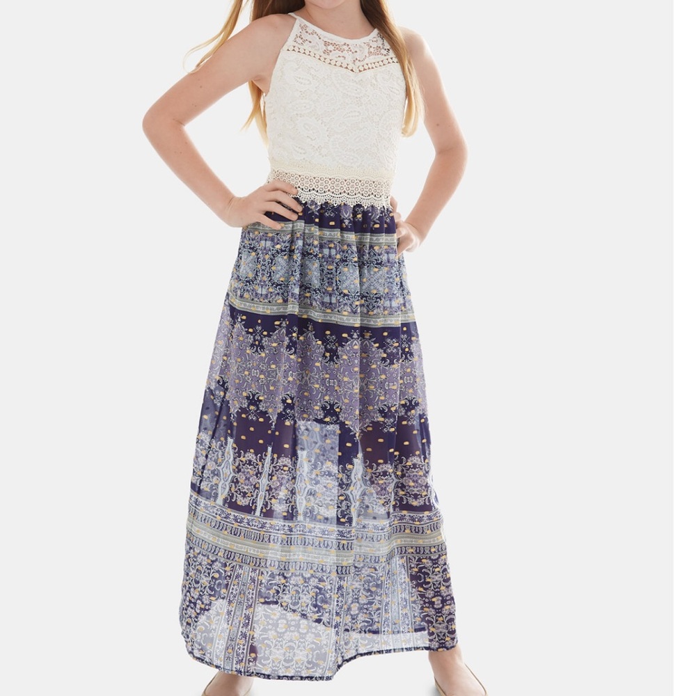 BCX Girl lace bodice maxi dress 12